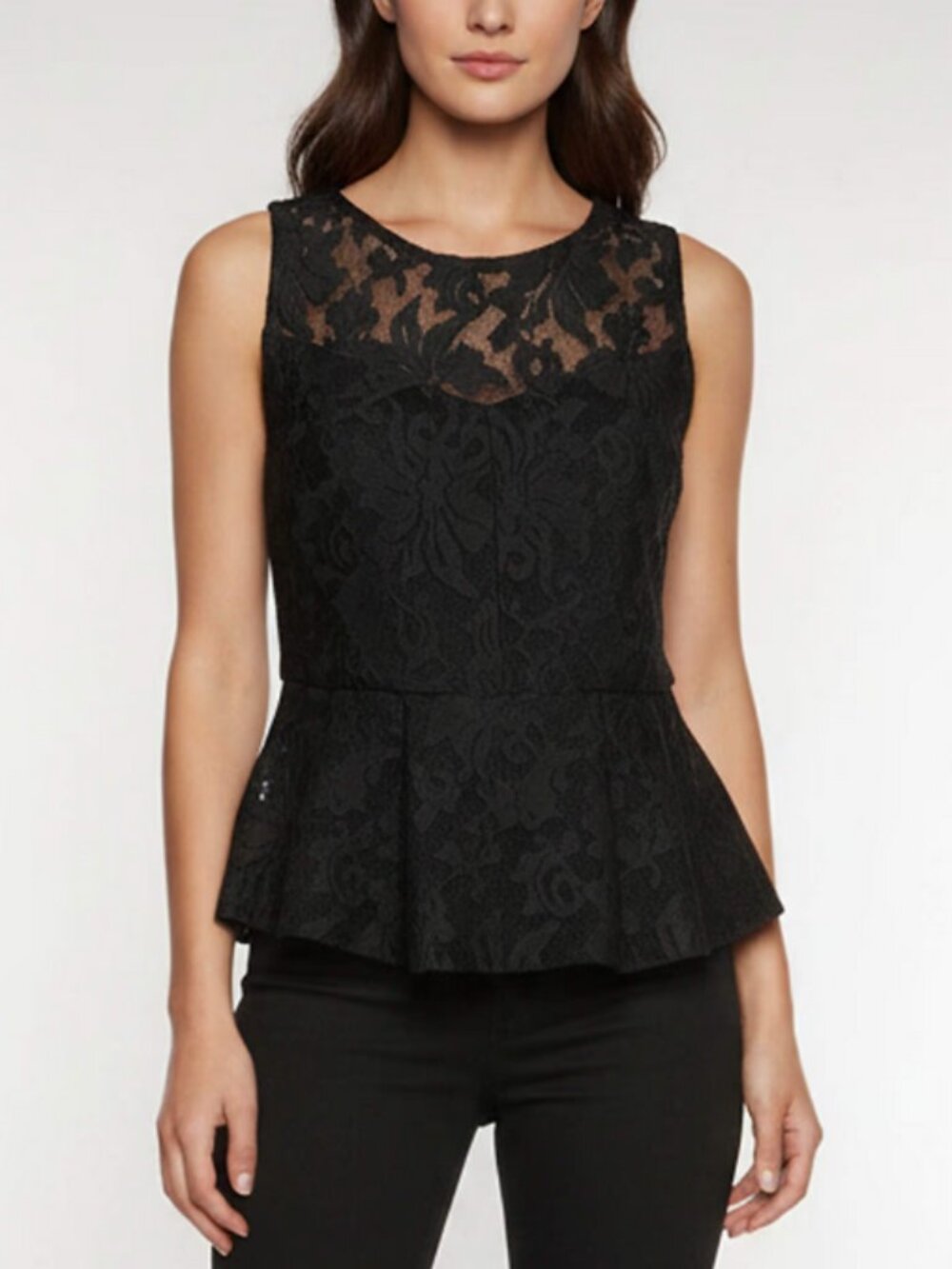 Maje Black Floral Lace Peplum Laurene Top Sleeveless Size 1 (Small) NWOT